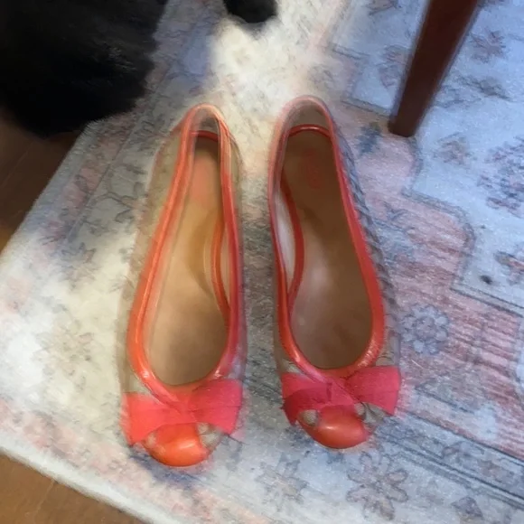COACH Signature & Orange Leather Trim Bow Flat Slip On Shoe - Picture 4 of 8